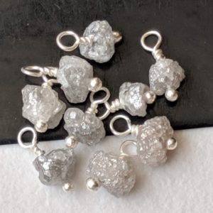 4-4.5mm Grey White Raw Diamond 925 Sterling Silver Wire Wrapped Diamond Rondelle Beads, 5 Pcs Rough Diamond Jewelry Hangings – PPD572 | Natural genuine stones & crystals in various shapes & sizes. Buy raw cut, tumbled, or polished gemstones for making jewelry or crystal healing energy vibration raising reiki stones. #crystals #gemstones #crystalhealing #crystalsandgemstones #energyhealing #affiliate #ad