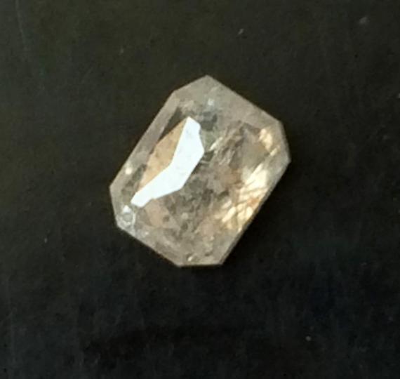 Rare White Emerald Shaped Diamond, 0.43 Cts Flat Back Faceted Ooak White Diamond, 3.6x4.8mm Rose Cut Diamond For Wedding Rings/pendant-ppd50