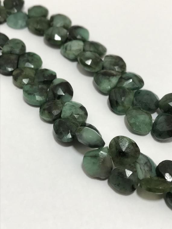 8 - 9 Mm Emerald Faceted Hearts Gemstone Beads Strand Sale / Semi Precious Stone Beads / Emerald Hearts / Faceted Emerald Beads / Wholesale