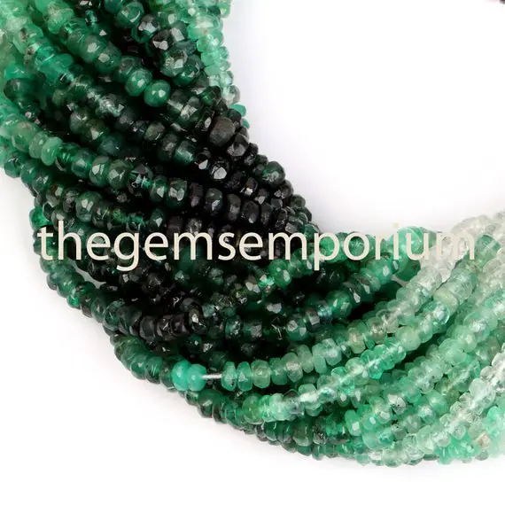 Emerald Shaded 2-3.5mm Rondelle Shape Beads, Natural Emerald Shaded Faceted Beads, Emerald Shaded Rondelle Beads,emerald Shaded Natural Bead