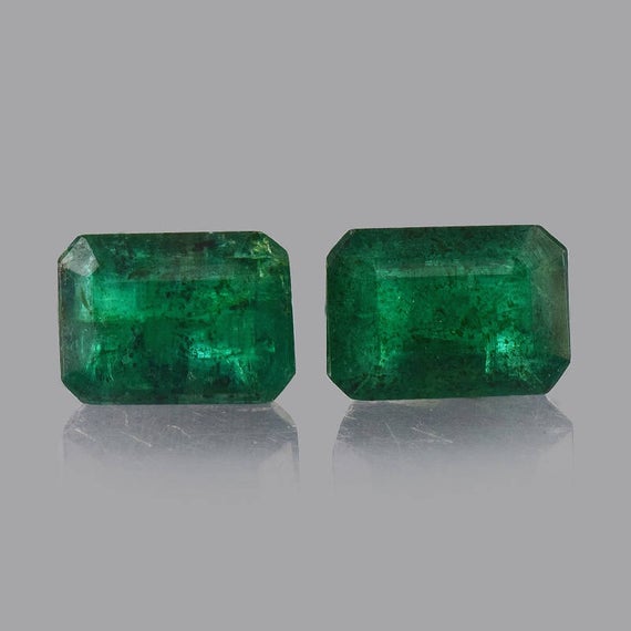 1.97 Cts Natural Emerald Faceted Cut Octagon 7x5x3.5 Mm 2 Pieces Loose Gemstone - 100% Natural Green Emerald Gemstone - Emgrn-1056