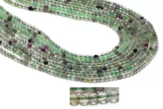 Gu-26449 - Rainbow Fluorite Round Faceted Beads - 4mm - Gemstone Beads - 16" Strand