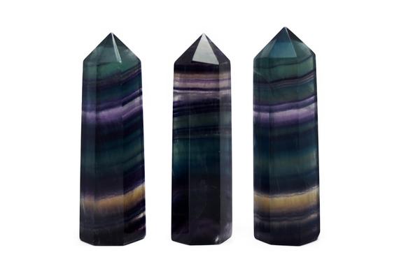 1 Rainbow Fluorite Crystal Obelisk  (80-85mm) - Natural Tower Generator Point - Healing Crystal - High Quality