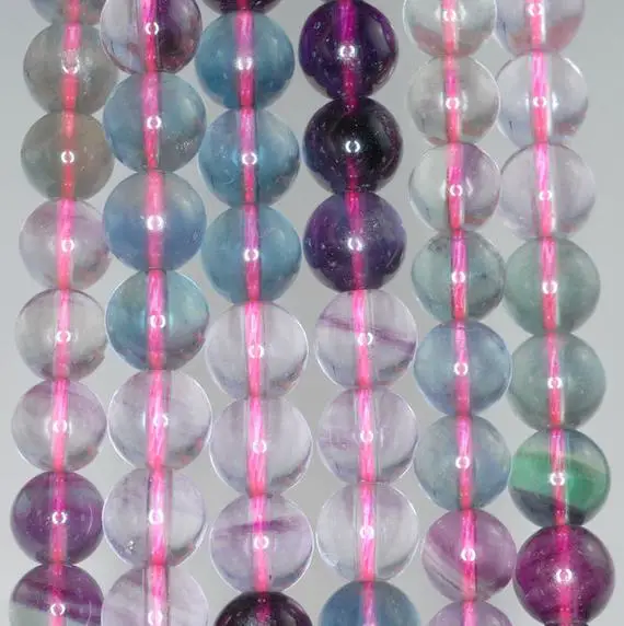 9mm Rainbow Fluorite Gemstone Grade Aa Round Loose Beads 15.5 Inch Full Strand (90187731-689)