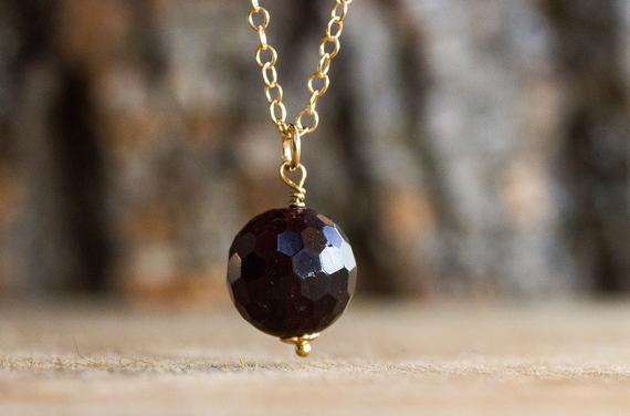 Faceted Garnet Initial Pendant - Garnet Necklace - Garnet Choker - Personalized Gemstone Jewelry - Garnet Jewelry -