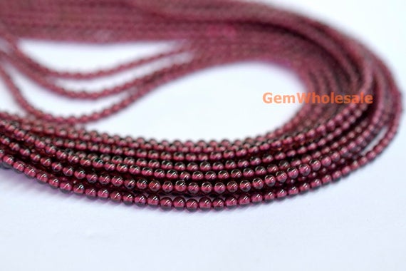 15.5" Wine Red Garnet 2mm Round Beads , Red Color 2mm Small Gemstone, Semi-precious Stone, Small Transparent Garnet, Gemstone Wholesaler