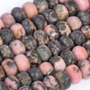 Genuine Natural Matte Rhodonite Loose Beads Rondelle Shape 6x4mm 8x5mm | Natural genuine rondelle Rhodonite beads for beading and jewelry making.  #jewelry #beads #beadedjewelry #diyjewelry #jewelrymaking #beadstore #beading #affiliate #ad