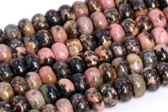 Genuine Natural Rhodonite Loose Beads Rondelle Shape 6x4mm 8x5mm