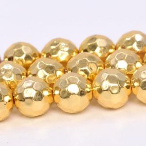 Shop Hematite Faceted Beads! 18k Gold Tone Hematite Beads Grade AAA Natural Gemstone Micro Faceted Round Loose Beads 6MM 8MM 9-10MM 11-12MM Bulk Lot Options | Natural genuine faceted Hematite beads for beading and jewelry making.  #jewelry #beads #beadedjewelry #diyjewelry #jewelrymaking #beadstore #beading #affiliate #ad