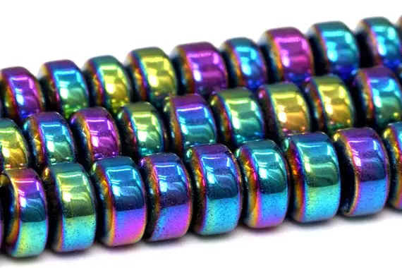 3x2mm Rainbow Hematite Beads Grade Aaa Natural Gemstone Rondelle Loose Beads 15.5" Bulk Lot Options(101408-406)