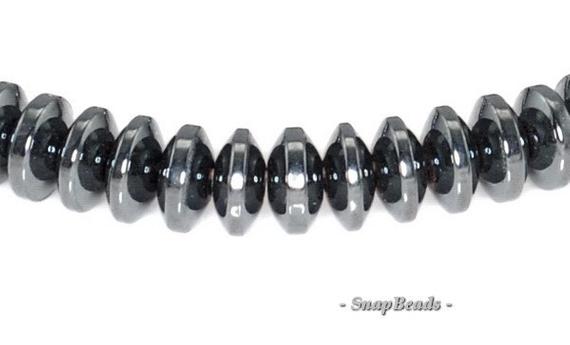 Noir Black Hematite Gemstone Black Rondelle Saucer Slice 4x2mm Loose Beads 16 Inch Full Strand (90147091-340)