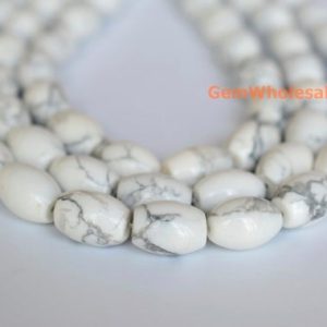 Shop Howlite Bead Shapes! 16" 13x18mm Natural white howlite drum beads, semi-precious stone, DIY beads, white howlite 13x18mm barrel beads | Natural genuine other-shape Howlite beads for beading and jewelry making.  #jewelry #beads #beadedjewelry #diyjewelry #jewelrymaking #beadstore #beading #affiliate #ad