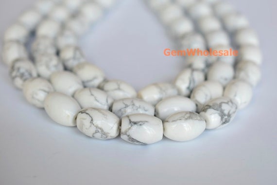 16" 13x18mm Natural White Howlite Drum Beads, Semi-precious Stone, Diy Beads, White Howlite 13x18mm Barrel Beads