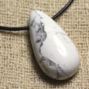 Shop Howlite Pendants! Collier Pendentif en Pierre – Howlite Goutte 40mm | Natural genuine Howlite pendants. Buy crystal jewelry, handmade handcrafted artisan jewelry for women.  Unique handmade gift ideas. #jewelry #beadedpendants #beadedjewelry #gift #shopping #handmadejewelry #fashion #style #product #pendants #affiliate #ad