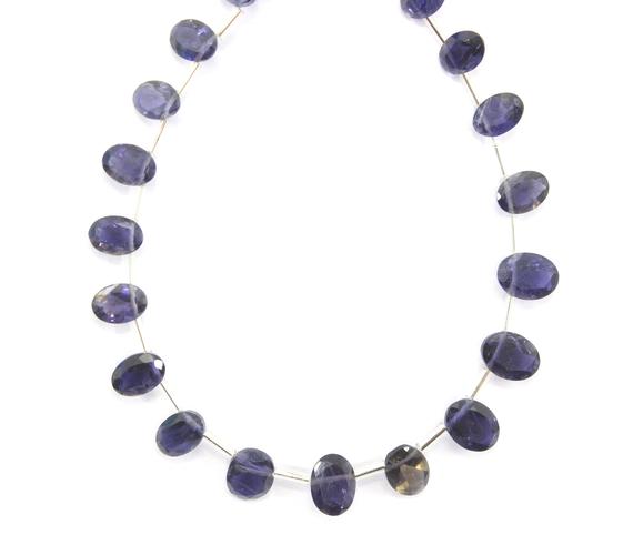 Best Quality 1 Strand Natural Iolite Gemstone,side Drilled Cut Stone Iolite Faceted Oval  Shape,size 5x7-6x8 Mm Oval Shape Iolite Cut Stone