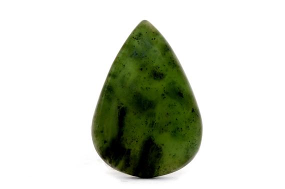 Green Jade Gemstone Cabochon (33mm X 23mm X 6mm) 35cts - Teardrop Gemstone - Loose Nephrite Jade