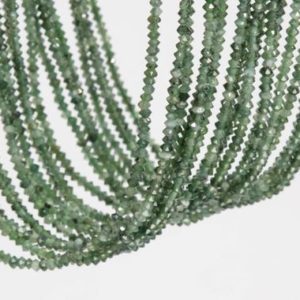 Shop Jade Faceted Beads! Genuine Natural Jade Gemstone Beads 2x1MM Green Faceted Rondelle AAA Quality Loose Beads (111786) | Natural genuine faceted Jade beads for beading and jewelry making.  #jewelry #beads #beadedjewelry #diyjewelry #jewelrymaking #beadstore #beading #affiliate #ad