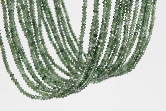 Genuine Natural Jade Gemstone Beads 2x1mm Green Faceted Rondelle Aaa Quality Loose Beads (111786)