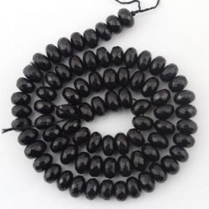 Shop Jade Faceted Beads! 5x8mm High Luster Faceted Black Gemstone,Faceted Jade Rondelles,Stone Rondelle Bead,Gemstone Beads For Jewelry Making-80pcs–15inches–EBT81 | Natural genuine faceted Jade beads for beading and jewelry making.  #jewelry #beads #beadedjewelry #diyjewelry #jewelrymaking #beadstore #beading #affiliate #ad