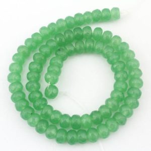 Shop Green Jade Beads! Jade Faceted Beads Green beads stones strand Jade beads – 5mmx8mm — about 80Pieces – jade beads— 15" in length–EBT92 | Natural genuine beads Jade beads for beading and jewelry making.  #jewelry #beads #beadedjewelry #diyjewelry #jewelrymaking #beadstore #beading #affiliate #ad