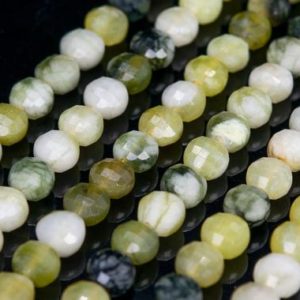 Shop Jade Faceted Beads! Genuine Natural Multicolor Lemon Jade Loose Beads Faceted Flat Round Button Shape 8x6mm | Natural genuine faceted Jade beads for beading and jewelry making.  #jewelry #beads #beadedjewelry #diyjewelry #jewelrymaking #beadstore #beading #affiliate #ad