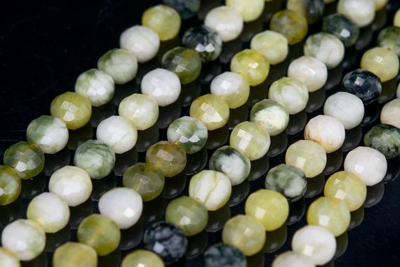 Genuine Natural Multicolor Lemon Jade Loose Beads Faceted Flat Round Button Shape 8x6mm