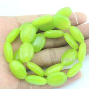 Shop Jade Bead Shapes! Flat Oval Jade Beads,Jade Beads,Apple Green Jade Stone,One Full Strand,Gemstone Beads—13*18mm—15.5 inches—-approx 22 Pieces–BJ036 | Natural genuine other-shape Jade beads for beading and jewelry making.  #jewelry #beads #beadedjewelry #diyjewelry #jewelrymaking #beadstore #beading #affiliate #ad