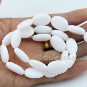 Shop Jade Bead Shapes! 13x18mm Oval Jade Beads,Jade Beads,White Jade Stone,Full Strand,Jewelry Supplies,Gemstone Beads,Wholesale Beads—15.5 inches- 22 Pcs-BJ039 | Natural genuine other-shape Jade beads for beading and jewelry making.  #jewelry #beads #beadedjewelry #diyjewelry #jewelrymaking #beadstore #beading #affiliate #ad