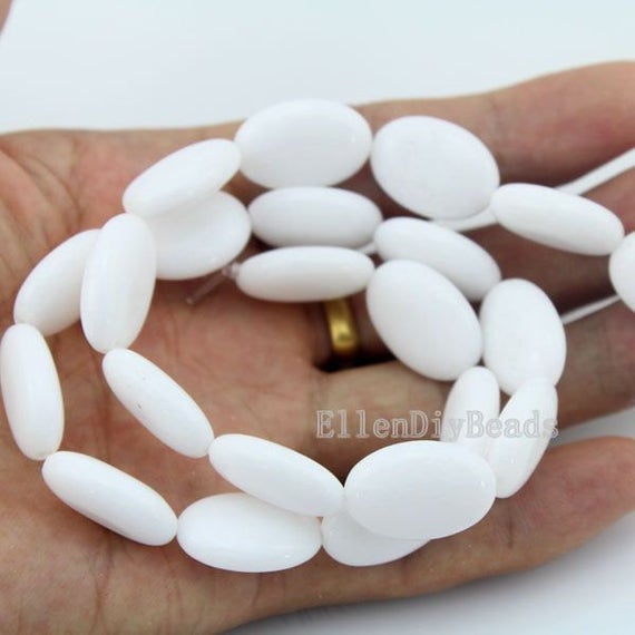 12x18mm White Oval Jade, Beautiful Pure Color Jade, Flat Jade Beads, Diy Jewelry Supplies, Wholesale Loose Beads, One Full Strand---stn00330