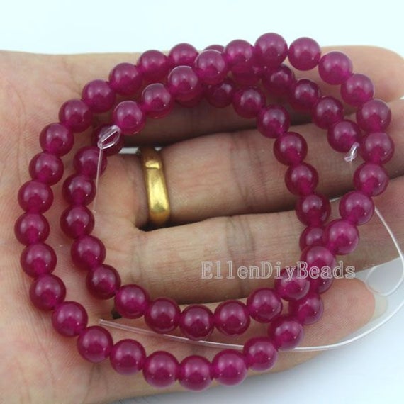 6mm,8mm,10mm,12mm,14mm Purple Jade Gemstone Beads, Round Smooth Jade Beads, Loose Beads, Candy Jade Beads Supply- 63 Pcs--15 Inches---bj050