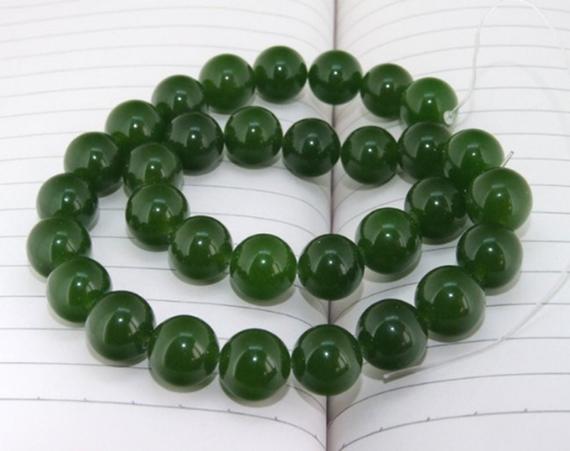 Sale Price Dark Green Jade Beads Round Shape--- 4mm ,6mm, 8mm ,10mm ,12mm ,14mm --- 15.5 Inches Full Strand
