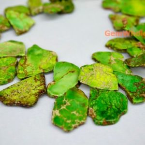 Shop Jasper Chip & Nugget Beads! 15.5" 20~40×30~60mm Green Aqua Terra Jasper flat nugget, Green impression jasper flat nugget,green emperor jasper nugget,green Sea Sediment | Natural genuine chip Jasper beads for beading and jewelry making.  #jewelry #beads #beadedjewelry #diyjewelry #jewelrymaking #beadstore #beading #affiliate #ad