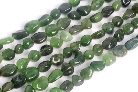 Genuine Natural Green Jasper Loose Beads Grade Aa Pebble Nugget Shape 6-8mm