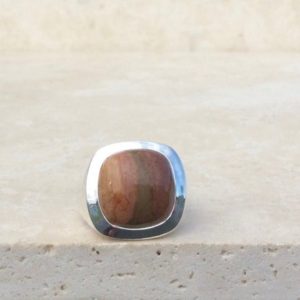 Shop Jasper Rings! Mens Gemstone Silver Ring, Large Brown Jasper Ring, Gift for Dad or Husband | Natural genuine Jasper mens fashion rings, simple unique handcrafted gemstone men's rings, gifts for men. Anillos hombre. #rings #jewelry #crystaljewelry #gemstonejewelry #handmadejewelry #affiliate #ad