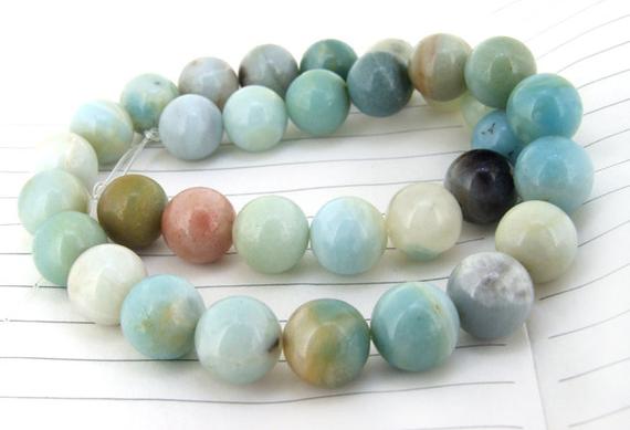 Charm Round Amazone Jasper Gemstone Beads--- 12mm----about 33pieces----15.5" In Length