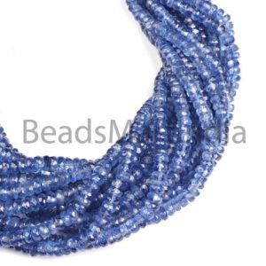 Shop Kyanite Faceted Beads! Kyanite Faceted Rondelle Shape Beads, 4-4.50 MM Kyanite Rondelle Shape Beads, Kyanite Faceted Beads, Kyanite Beads | Natural genuine faceted Kyanite beads for beading and jewelry making.  #jewelry #beads #beadedjewelry #diyjewelry #jewelrymaking #beadstore #beading #affiliate #ad