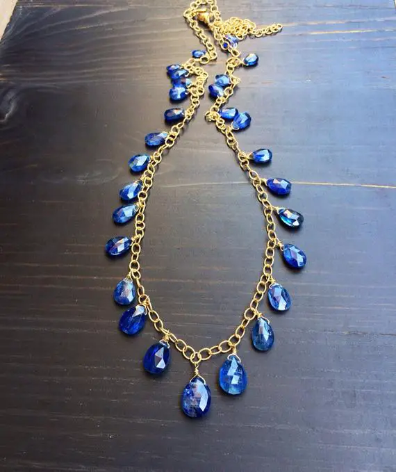 Blue Kyanite Necklace. Gold Fill.  One Of A Kind.  Natural Stone