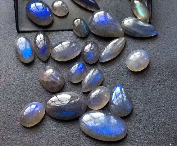 13-18mm Labradorite Plain Flat Back Cabochons, Rare Blue Fire Natural Labradorite Flat Back Mix Shape Gemstones For Jewelry - Ks3628