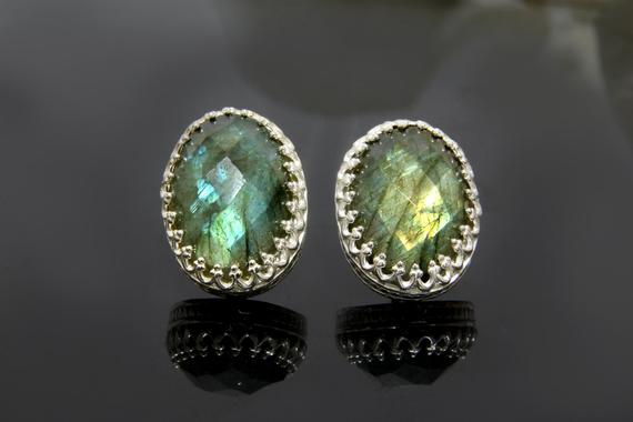 Sterling Silver Gemstone Earrings · Labradorite Earrings · Vintage Earrings · Bridal Earrings · Gold Stud Earrings