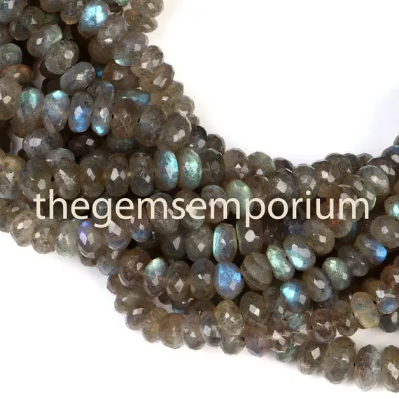 Labradorite  Rondelle Shape Natural Gemstone Beads, Labradorite Faceted  Gemstone Beads Gemstone Beads, Aaa Quality
