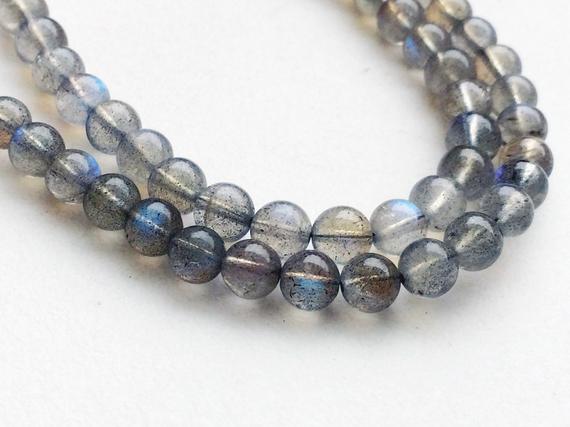 6-6.5mm Labradorite Plain Beads, Labradorite Plain Round Balls, Blue Fire Gemstone, Labradorite Balls For Jewelry , 8 Inch, 33 Pcs - Krs216