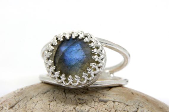 Sterling Silver Ring · Labradorite Ring · Sterling Silver Jewelry · Silver Gemstone Ring · Gray Ring · Delicate Ring · Bridal Ring