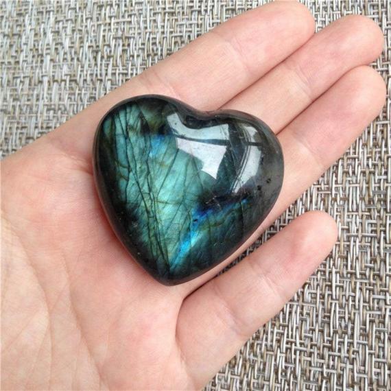 Labradorite Heart Stone, Labradorite, Labradorite Palm Stone, Labradorite Stone, Polished Stones, Healing Crystals, Rock Shop
