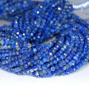 Shop Lapis Lazuli Faceted Beads! 3x2mm Natural Azura Lapis Lazuli Gemstone Grade AA Blue Fine Faceted Cut Rondelle 3x2mm Loose Beads 15.5 inch Full Strand (80001671-791) | Natural genuine faceted Lapis Lazuli beads for beading and jewelry making.  #jewelry #beads #beadedjewelry #diyjewelry #jewelrymaking #beadstore #beading #affiliate #ad