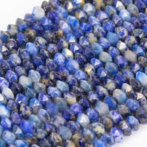 Shop Lapis Lazuli Faceted Beads! Genuine Natural Deep Blue Lapis Lazuli Loose Beads Grade AA Faceted Rondelle Shape 3x2mm | Natural genuine faceted Lapis Lazuli beads for beading and jewelry making.  #jewelry #beads #beadedjewelry #diyjewelry #jewelrymaking #beadstore #beading #affiliate #ad
