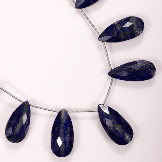 Lapis Lazuli Gemstones Lapis Briolette Pear Shape Stone Gemstone Beads Strand Blue Gemstone Beads For Jewelry Making, 7.5" Lapis Strand