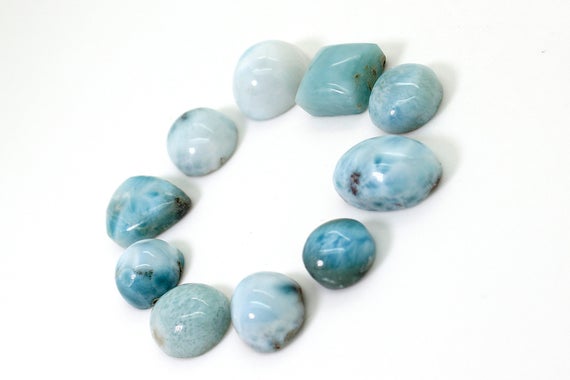 Natural Larimar Cabochon - 10 Pcs Chips Rock Stone Gemstone Variety Tear Drop Shape Beads For Ring Necklace Pendant Jewelry Making - Pgl59