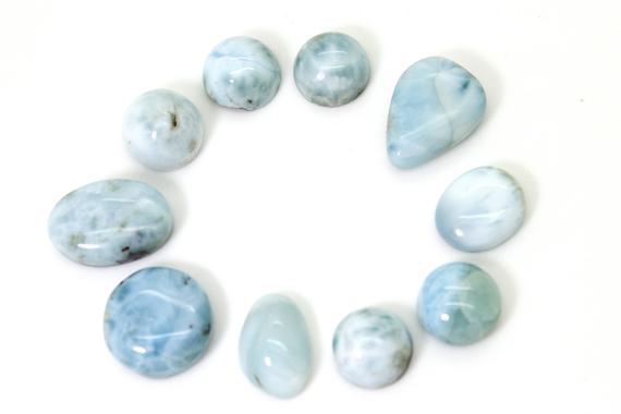 Natural Larimar Cabochon - 10 Pcs Chips Rock Stone Gemstone Variety Tear Drop Shape Beads For Ring Necklace Pendant Jewelry Making - Pgl50