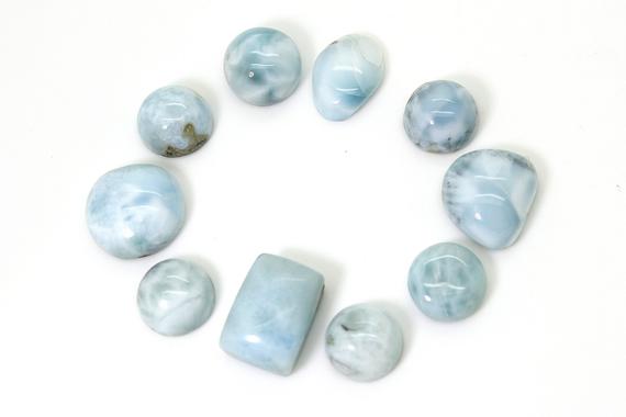 Natural Larimar Cabochon - 10 Pcs Chips Rock Stone Gemstone Variety Tear Drop Shape Beads For Ring Necklace Pendant Jewelry Making - Pgl48
