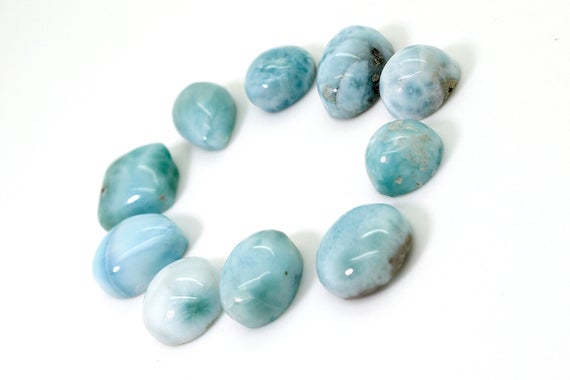 Natural Dominican Larimar - 10 Pcs Chips Rock Stone Gemstone Variety Tear Drop Shape Beads For Ring Necklace Pendant Jewelry Making - Pgl60